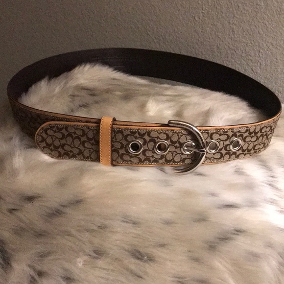 COACH SIGNATURE CANVAS & LEATHER BELT - Picture 5 of 6